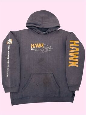 Vintage Y2K Tony Hawk Hoodie Faded Distressed Grunge Skater Thrashed Large